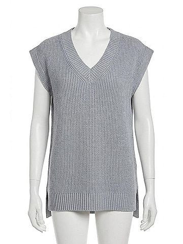 Tribal Silvia Long Sweater Vest in Grey Mix (view 1)