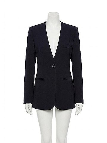 Smythe Women's Collarless Blazer in Navy Blue (view 1)