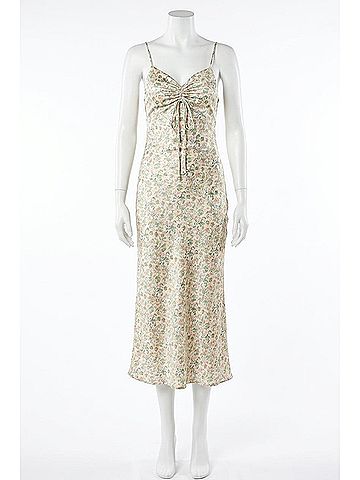 LUCCA Freesia Floral-Print Satin Maxi Dress in Green Floral (view 1)