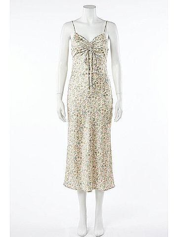 LUCCA Freesia Floral-Print Satin Maxi Dress in Green Floral (view 1)