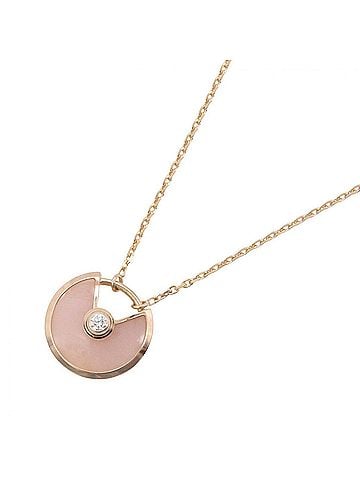 Cartier Cartier Amulet Necklace, Pink Opal 1PD Jewelry, 18KPG (Pink Gold), Diamond, Opal, Women's, Gold Tone, Clear Tone (view 1)