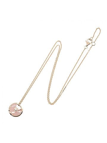 Cartier Cartier Amulet Necklace, Pink Opal 1PD Jewelry, 18KPG (Pink Gold), Diamond, Opal, Women's, Gold Tone, Clear Tone (view 2)