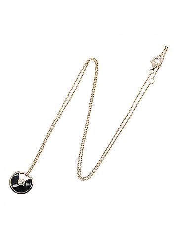 Cartier Cartier Amulet Necklace, Onyx 1PD Jewelry, 18KPG (Pink Gold), Diamond, Onyx, Women's, Gold Tone, Black Clear Tone (view 2)