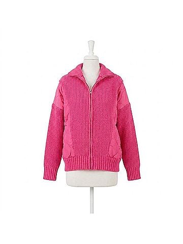 Strut & Bolt So Cozy Quilted Sweater Jacket in Fuchsia (view 1)