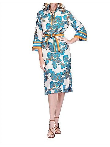 Jade Band Collar Midi Drress in Bold Rivera (view 2)