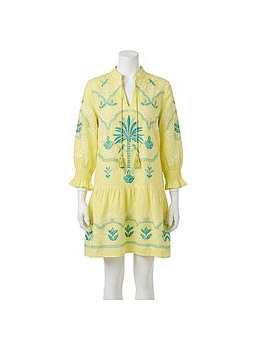 Tyler Boe Nikki Linen Embroidered Dress in Sunny Lime (view 1)