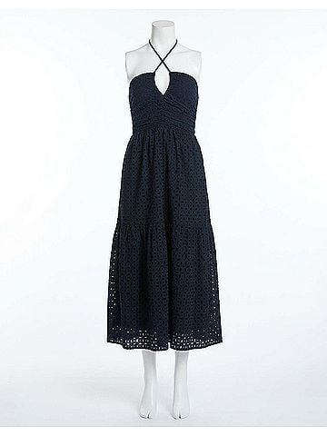 Bishop + Young Aeries Halter Midi Dress in Black Eyelet (view 2)