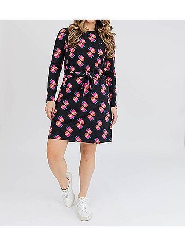 Mata Traders Abby Long Sleeve Dress Memphis Shapes in Black (view 2)