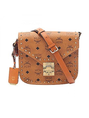 MCM MCM Patricia Visetos Shoulder Bag/Handbag, Coated Canvas and Leather, Women's, Brown (view 1)