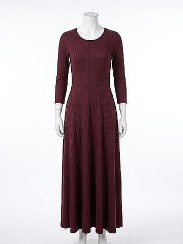 Mata Traders Mumbai Maxi Dress in Eggplant Rib Knit (view 1)