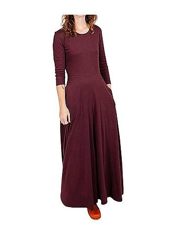Mata Traders Mumbai Maxi Dress in Eggplant Rib Knit (view 2)