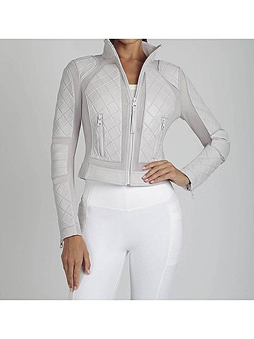 Blanc Noir Classic Mesh Moto Jacket in Orchard Tint (view 2)