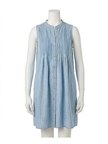 Bella Dahl Pintuck Sleeveless Dress in Sun Washed Denim (view 1)