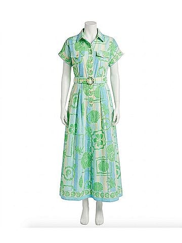 Karlie Pocket Maxi Dress in Green Seashell (view 1)