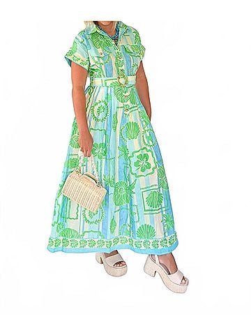 Karlie Pocket Maxi Dress in Green Seashell (view 2)