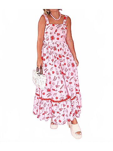 Karlie Beach Linen Maxi Dress in Pink (view 2)