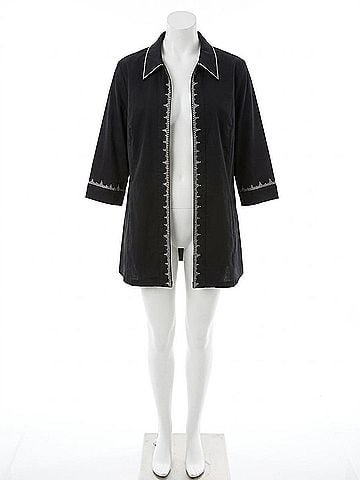 Bleu Bayou Women's Crystal Trimmed Denim Jacket - Plus in Black (view 1)