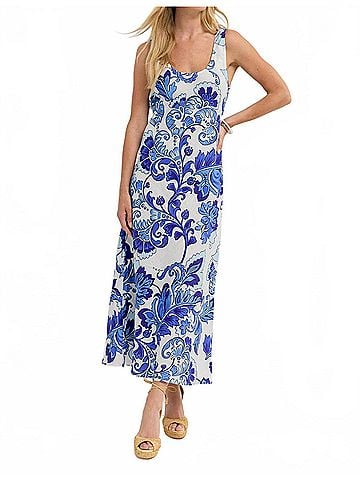 Johnny Was Linen Bias Tank Dress in Naidda (view 2)