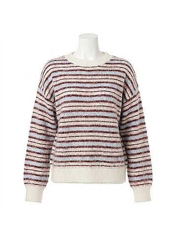 Bella Dahl Striped Crew Neck Sweater in Frosty Stripe (view 1)