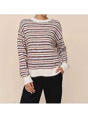 Bella Dahl Striped Crew Neck Sweater in Frosty Stripe (view 2)