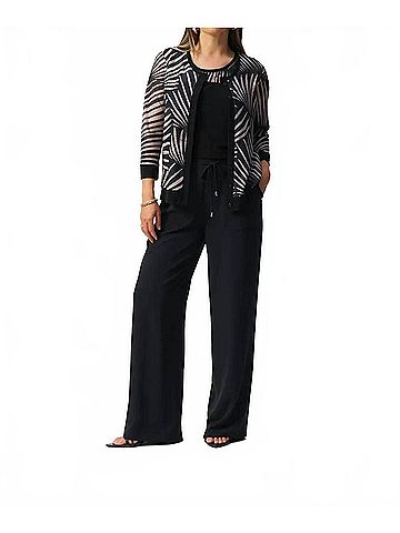 Joseph Ribkoff Tropical Print Cami &amp; Cover-Up 3/4 Sleeves 2-Piece Set Jacket in Black/Dune (view 2)
