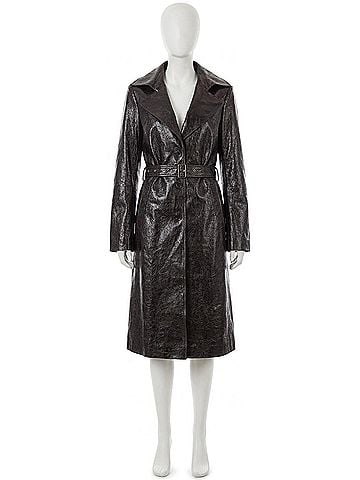 Helmut Lang Leather Trench Coat in Black (view 1)