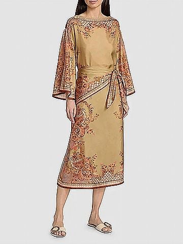 Zimmermann Aster Tunic Midi Dress in Sage Paisley Floral (view 2)
