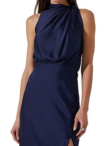 Astr Jelyn Midi Dress in Navy (view 2)