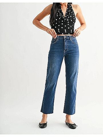 JBD Scissor Hem Straight Jean in Dark Denim (view 2)