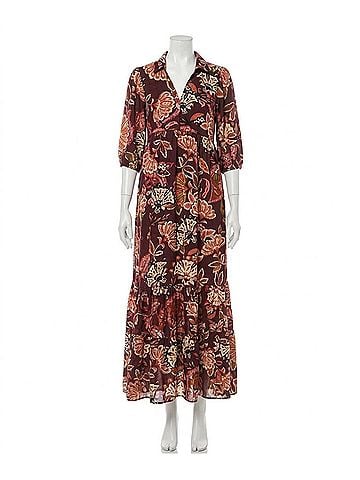 Umgee Madison Print Midi Dress in Burgundy (view 1)