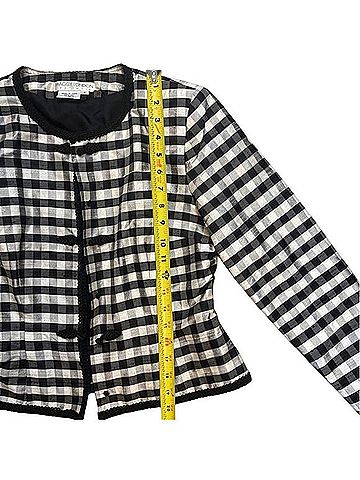 Maggy London Vintage 100% Silk Gingham Check Blazer Jacket Blazer (view 2)