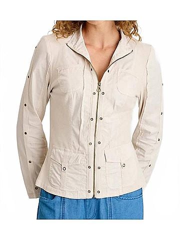XCVI Murphy Poplin Fitted Zip-Up Jacket in Sonic Silver (view 2)
