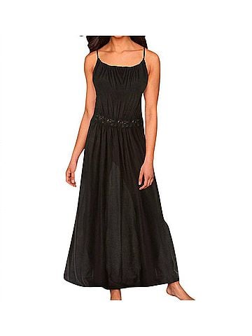 Raviya Crochet Waist Halter Dress in Black (view 2)