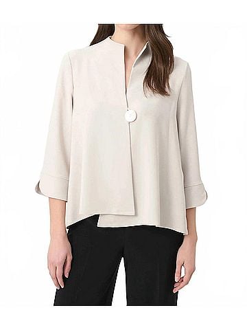 Joseph Ribkoff Statement Button 3/4 Sleeves Swing Jacket in Off-White (view 2)