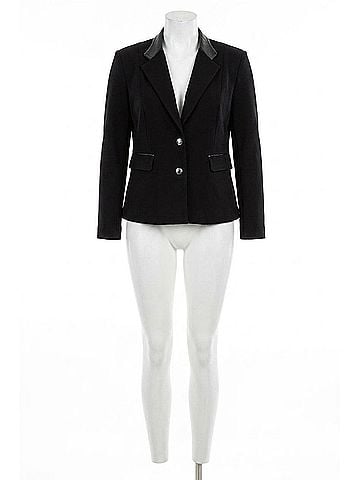 Peter Nygard Collared Single Button Trim Blazer in Black (view 1)