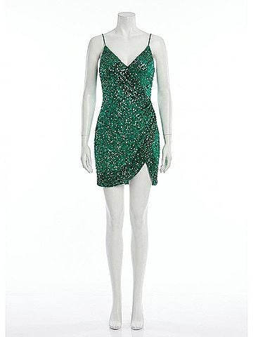 Rachel Allan Sequin Sleeveless Cocktail Dress in Jade Ombre (view 1)