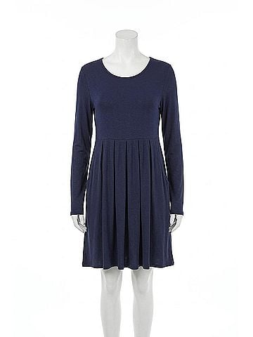 12pm by Mon Ami Pleated Solid Classic Dress in Navy (view 1)