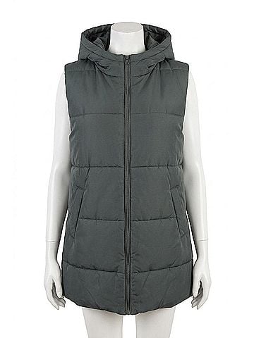 Staccato Long Puffer Vest in Slate Grey (view 1)