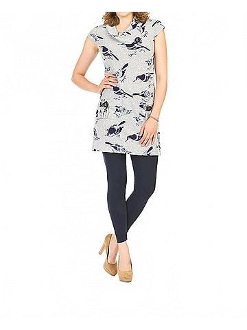 Papillon Bird Drape Collar Dress in Grey (view 2)