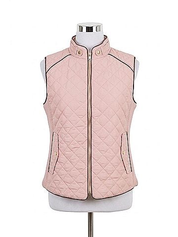 Active Basic Quilted Ribbed Side Detail Vest in Blush Pink (view 1)