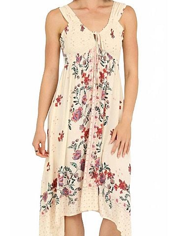 Angie Sleeveless Printed Dress in Ivory (view 2)