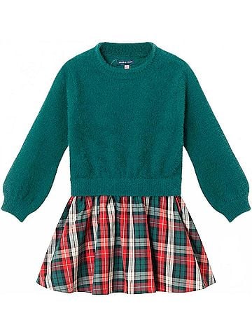 Andy & Evan Girls Chenille Plaid Flannel Twofer Dress (view 1)