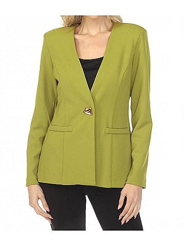 Joseph Ribkoff Collarless Long Sleeve Blazer in Fern (view 2)