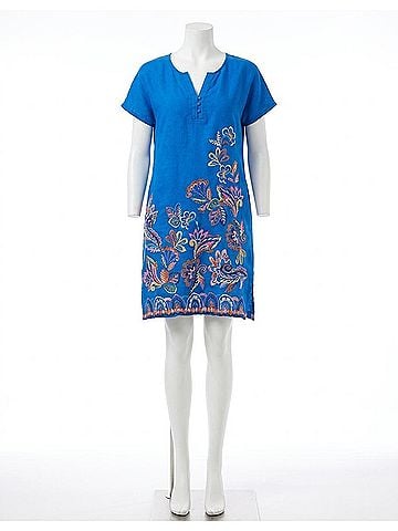Johnny Was Easy Button Tunic Dress in Brilliant Blue (view 1)