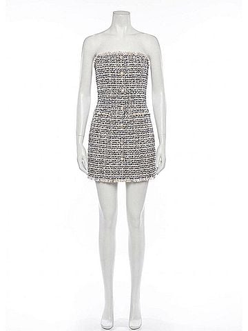 Naked Zebra Strapless Tweed Tube Dress in Grey (view 1)