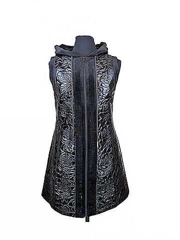 Berek Glossy Quilted Floral Vest in Black (view 1)
