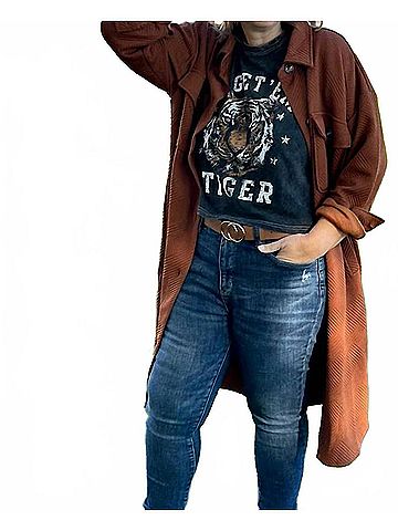 Staccato Women's Carter Textured Overshirt Duster Jacket in Copper (view 2)