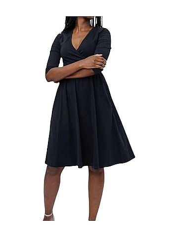 Mata Traders Callie Long Sleeve Wrap Dress in Black (view 2)