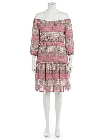 Janette Plus Ruffle Flare Hem Midi Dress - Plus in Pink (view 1)