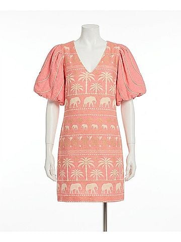 Tyler Boe Lexi Linen Tropical Dress in Shell Pink (view 1)